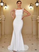 Load image into Gallery viewer, Color=White | Elegant Fishtail Sleeveless Floor Length Wholesale Wedding Dresses-White 1