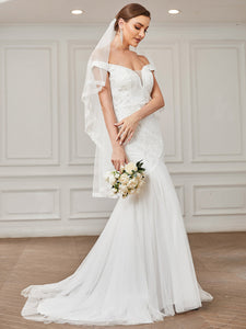 Color=White | Sleeveless Off Shoulders Fishtail Wholesale Wedding Dresses-White 4