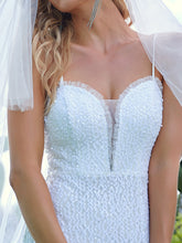 Load image into Gallery viewer, Color=Cream | Sexy Deep V Neck Fishtail Silhouette Wholesale Wedding Dresses-Cream 5