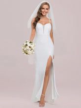 Load image into Gallery viewer, Color=Cream | Sexy Deep V Neck Fishtail Silhouette Wholesale Wedding Dresses-Cream 7
