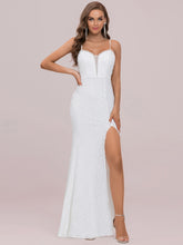 Load image into Gallery viewer, Color=Cream | Sexy Deep V Neck Fishtail Silhouette Wholesale Wedding Dresses-Cream 8