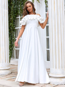 Color=Cream | Adorable Stringy Selvedge Off Shoulders Wholesale Wedding Dresses-Cream 4