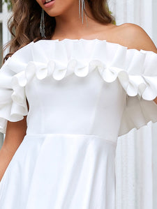 Color=Cream | Adorable Stringy Selvedge Off Shoulders Wholesale Wedding Dresses-Cream 5