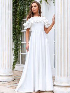 Color=Cream | Adorable Stringy Selvedge Off Shoulders Wholesale Wedding Dresses-Cream 3