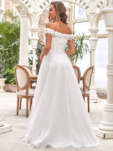 Color=Cream | Strapless A-Line Off Shoulders Wholesale Wedding Dresses -Cream 2