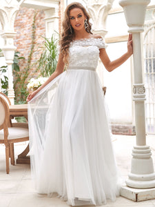 Color=Cream | Strapless A-Line Off Shoulders Wholesale Wedding Dresses -Cream 3