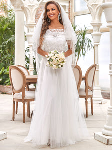 Color=Cream | Strapless A-Line Off Shoulders Wholesale Wedding Dresses -Cream 4