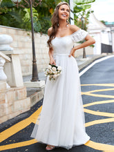Load image into Gallery viewer, Color=Cream | Magnificent Off Shoulder A Line Wholesale Wedding Dresses-Cream 3