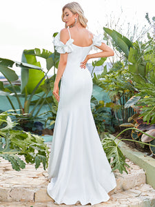 Color=Cream | Gorgeous Floor Length Short Sleeves Wholesale Wedding Dresses-Cream 3