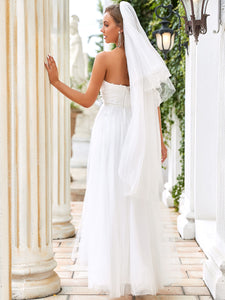 Color=Cream | Mesmerizing A Line Strapless Wholesale Wedding Dresses-Cream 2