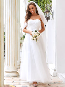 Color=Cream | Mesmerizing A Line Strapless Wholesale Wedding Dresses-Cream 4