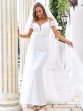 Load image into Gallery viewer, Color=Cream | Short Sleeves Fishtail Silhouette Wholesale Wedding Dresses-Cream 1