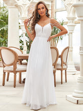 Load image into Gallery viewer, Color=Cream | Off Shoulders Deep V Neck A Line Wholesale Wedding Dresses-Cream 1