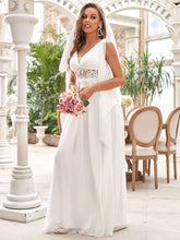 Load image into Gallery viewer, Color=Cream | Deep V Neck A-Line Floor Length Wholesale Wedding Dresses-Cream 4