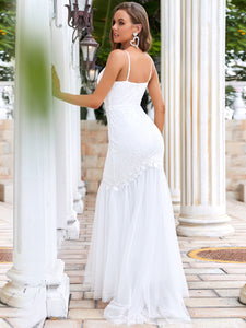 Color=Cream | Flattering Sleeveless Floor Length Wholesale Wedding Dresses-Cream 2