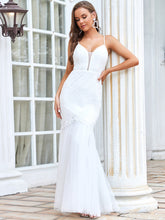 Load image into Gallery viewer, Color=Cream | Flattering Sleeveless Floor Length Wholesale Wedding Dresses-Cream 3