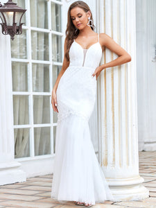 Color=Cream | Flattering Sleeveless Floor Length Wholesale Wedding Dresses-Cream 3