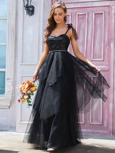 Color=Black | Sweetheart Neckline Floor Length Wholesale Wedding Dresses-Black 4