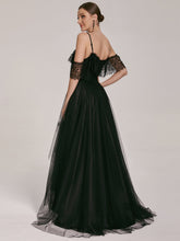 Load image into Gallery viewer, Color=Black | Splendid Floor Length Asymmetrical Hem Wholesale Wedding Dresses-Black 2