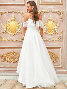 Color=Cream | Splendid Floor Length Asymmetrical Hem Wholesale Wedding Dresses-Cream 2