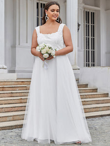 Color=Cream | Sleeveless Floor Length Square Neckline Wholesale Wedding Dresses-Cream 4