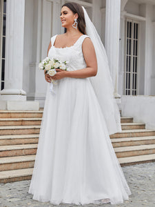 Color=Cream | Sleeveless Floor Length Square Neckline Wholesale Wedding Dresses-Cream 1