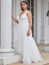 Load image into Gallery viewer, Color=Cream | Sleeveless V Neck Fishtail Silhouette Wholesale Wedding Dresses-Cream 4