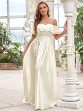 Load image into Gallery viewer, Color=Ivory | Ruffle Sleeves A-line Floor Length Wholesale Wedding Dresses-Ivory 4