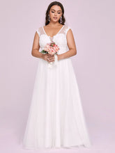 Load image into Gallery viewer, Color=Cream | Sleeveless Deep V Neck Floor Length Wholesale Wedding Dresses-Cream 7
