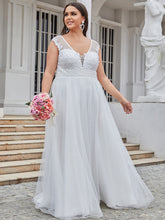Load image into Gallery viewer, Color=Cream | Sleeveless Deep V Neck Floor Length Wholesale Wedding Dresses-Cream 1