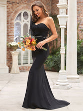 Load image into Gallery viewer, Color=Black | Strapless Fishtail Floor Length Wholesale Wedding Dresses-Black 3