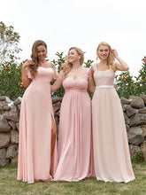 Load image into Gallery viewer, Color=Pink | Maxi Long One Shoulder Chiffon Bridesmaid Dresses For Wholesale-Pink 3