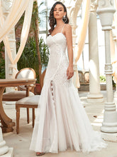 Load image into Gallery viewer, Color=Cream | Sleeveless Sweetheart Neck Split Wholesale Wedding Dresses-Cream 2