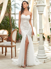 Load image into Gallery viewer, Color=Cream | Sleeveless Sweetheart Neck Split Wholesale Wedding Dresses-Cream 1