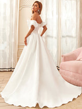 Load image into Gallery viewer, Color=Cream | Short Puff Sleeves A Line Floor Length Wholesale Wedding Dresses-Cream 2