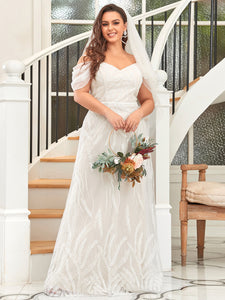 Color=Cream | Deep V Neck A Line Floor Length Wholesale Wedding Dresses-Cream 3