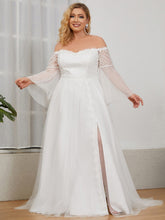 Load image into Gallery viewer, Color=Cream | V-Neck A-Line Long Sleeves Wholesale Wedding Dresses -Cream 3