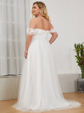 Load image into Gallery viewer, Color=Cream | A-Line Off Shoulder Floor Length Wholesale Wedding Dresses-Cream 4