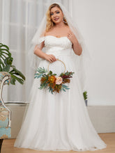 Load image into Gallery viewer, Color=Cream | A-Line Off Shoulder Floor Length Wholesale Wedding Dresses-Cream 2
