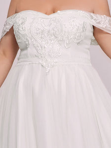Color=Cream | A-Line Off Shoulder Floor Length Wholesale Wedding Dresses-Cream 5