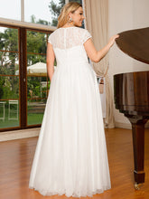 Load image into Gallery viewer, Color=White | Square Neckline A-line Cover Sleeves Wholesale Wedding Dresses-White 3