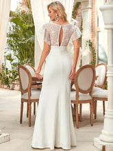 Load image into Gallery viewer, Color=White | Ruffles Sleeves Round Neck Fishtail Wholesale Wedding Dresses-White 4