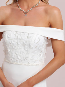Color=White | Off Shoulders Fishtail Floor Length Wholesale Wedding Dresses-White 7