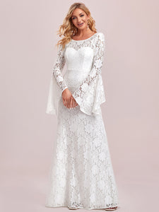 Color=White | Round Neck Bat-Wing Sleeves A Line Wholesale Wedding Dresses-White 7