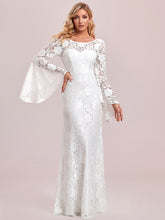 Load image into Gallery viewer, Color=White | Round Neck Bat-Wing Sleeves A Line Wholesale Wedding Dresses-White 6
