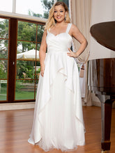 Load image into Gallery viewer, Color=White | Sleeveless Sweetheart Neck Floor Length Wholesale Wedding Dresses-White 1