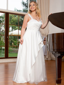 Color=White | Sleeveless Sweetheart Neck Floor Length Wholesale Wedding Dresses-White 2