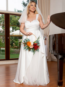 Color=White | Sleeveless Sweetheart Neck Floor Length Wholesale Wedding Dresses-White 3