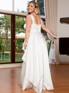 Color=White | Sleeveless Sweetheart Neck Floor Length Wholesale Wedding Dresses-White 4