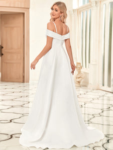 Color=White | Gorgeous Off Shoulders V Neck A Line Wholesale Wedding Dresses-White 2